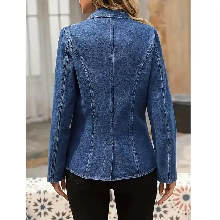 Blazer en jean asymétrique pour femmes de grande taille style streetwear printemps automne polyvalent occasionnel confortable chic