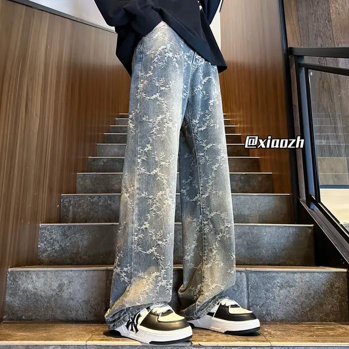 Pantalon en Denim à motif Jacquard pour homme