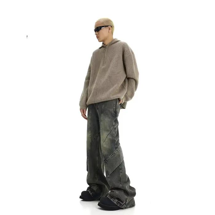 Jeans taille haute évasés pour hommes