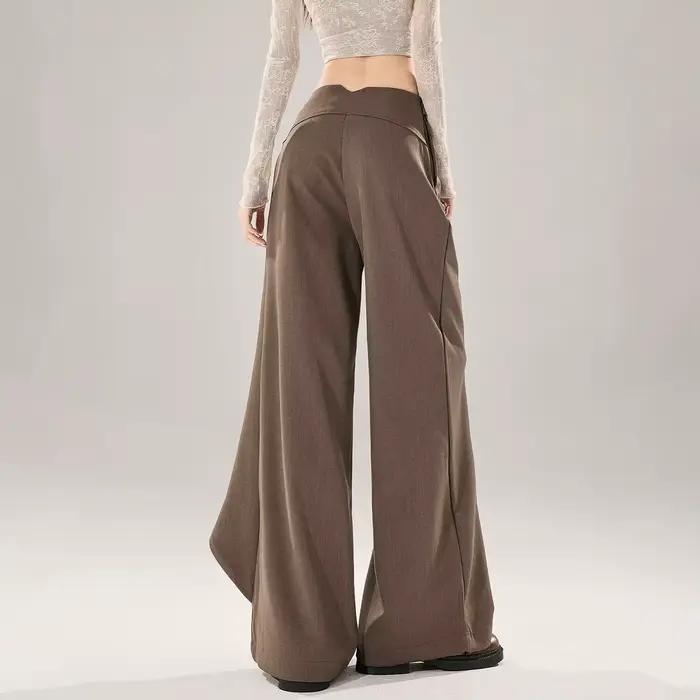 Pantalon large taille haute pour femme