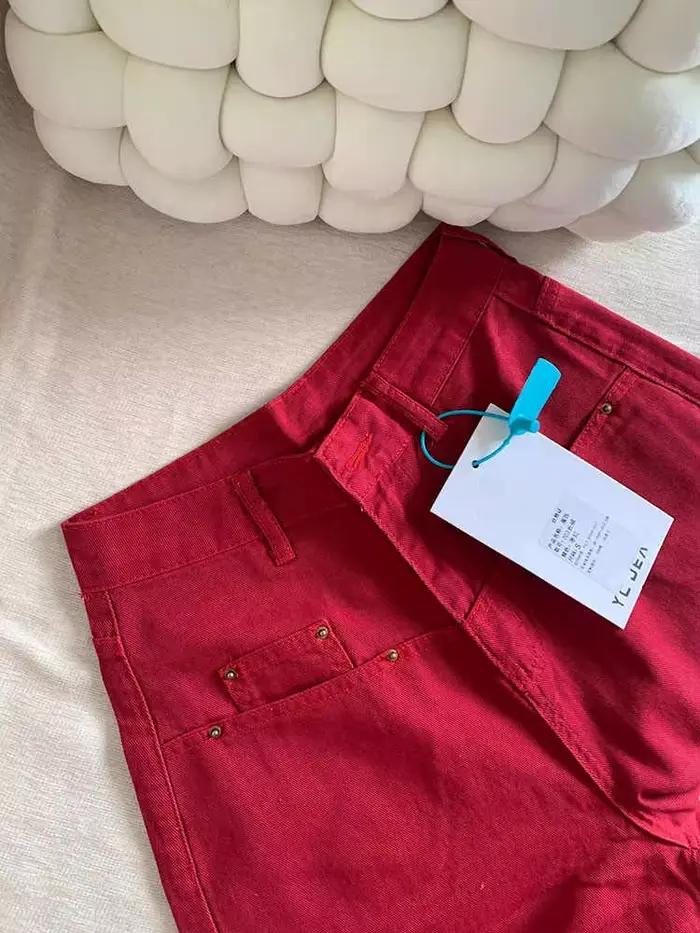Jean rouge de Style américain pour femmes