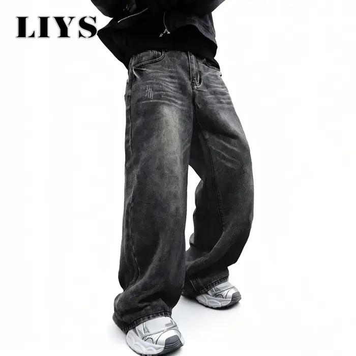 Pantalon en denim ultra baggy à jambes larges pour hommes et femmes style américain rétro gris foncé à porter toute l'année occasions quotidiennes et festives
