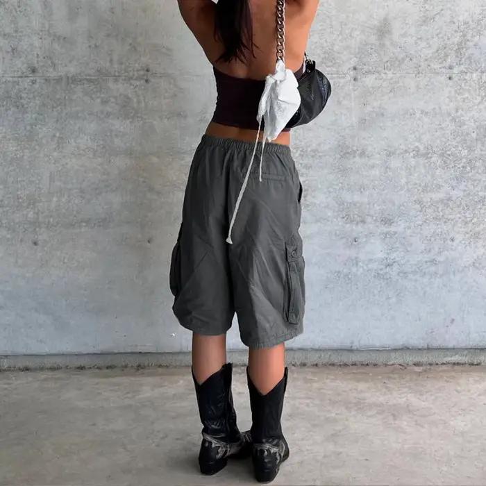 Shorts en jean pour femmes, style cargo, taille haute, coupe ample, polyvalents pour toutes les occasions estivales