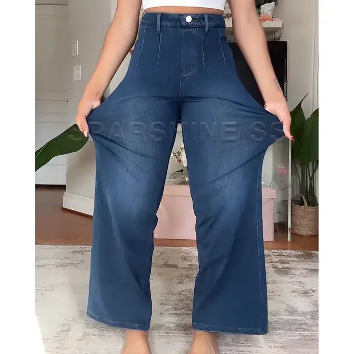 Jean en Denim taille haute à jambes larges