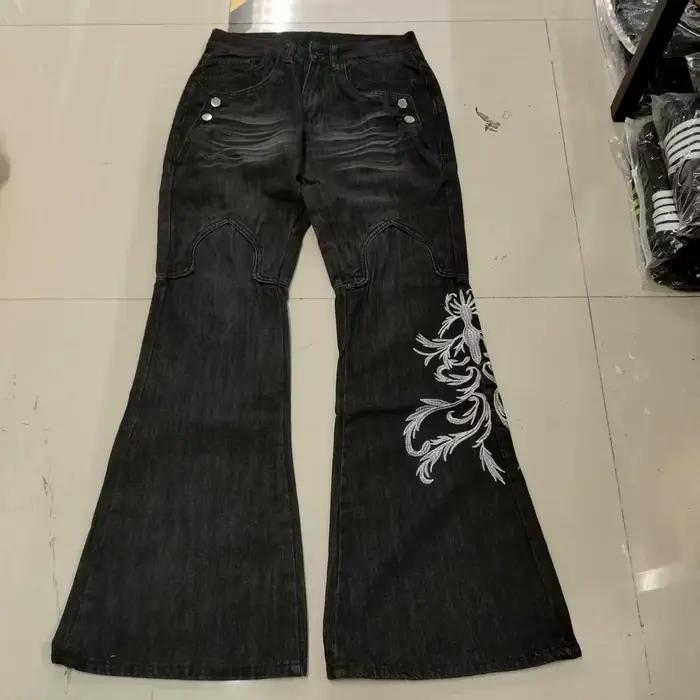 Nouveau jean ample brodé taille haute pour femme
