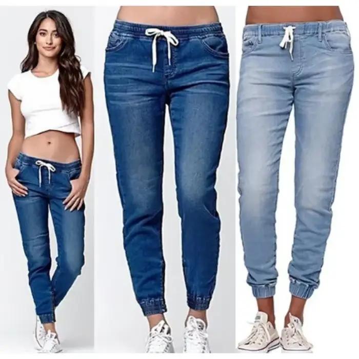 Jean élastique taille haute pour femme