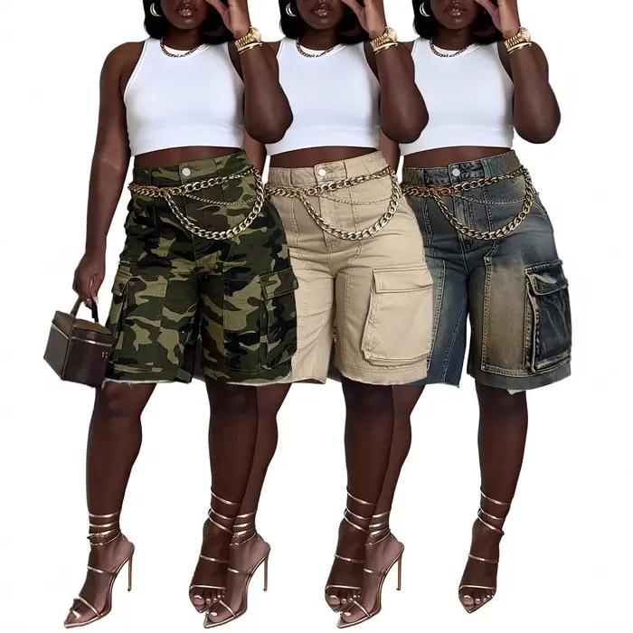 D8763 Nouveau style Printemps-Été Jean en denim déchiré à poches