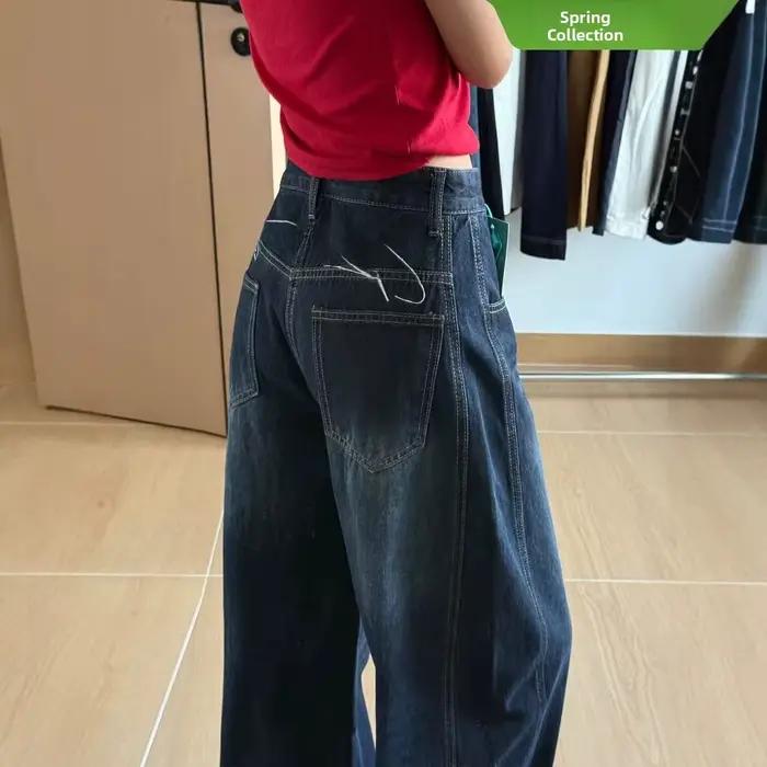 Jean en denim bleu rétro pour femme