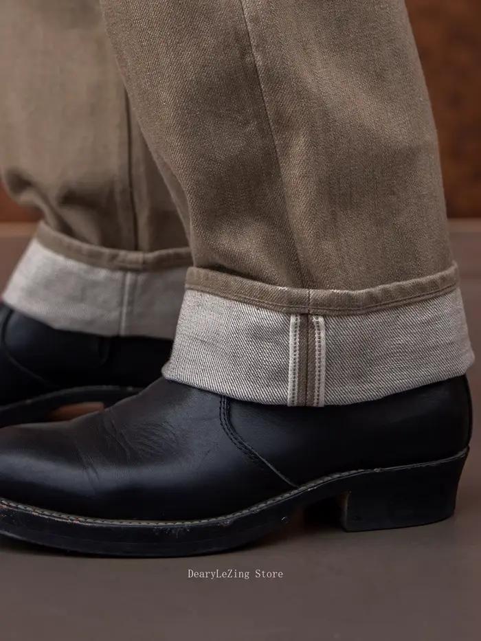 Red Tornado NOIR 18oz kaki teint tige Denim jean décontracté jambe droite vêtements de travail pantalon bouton mouche