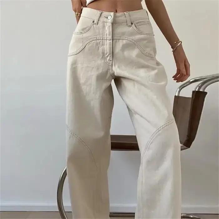 Jean Baggy Beige pour Femme