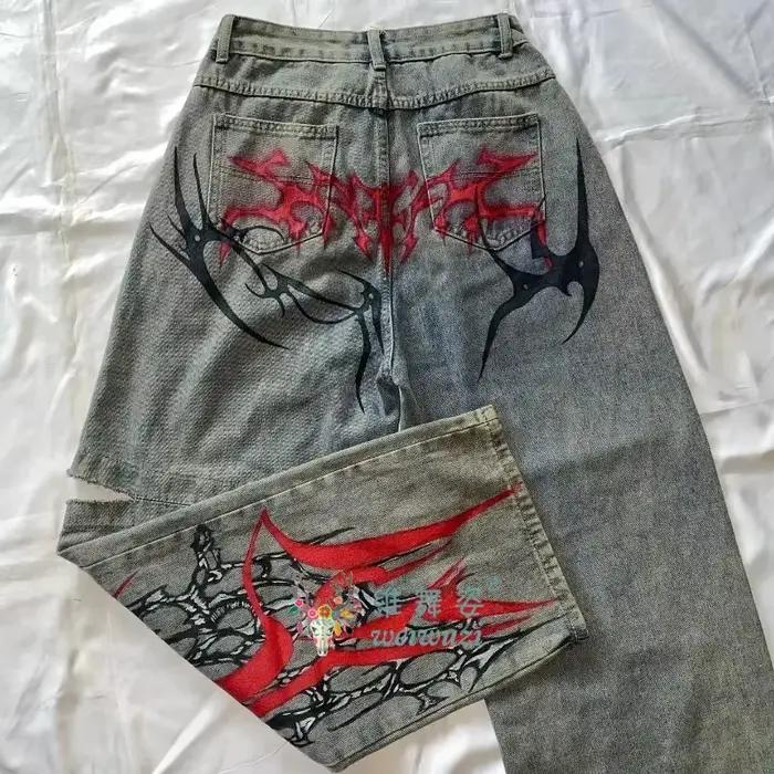 Jeans Y2K Hip Hop déchirés à jambe large