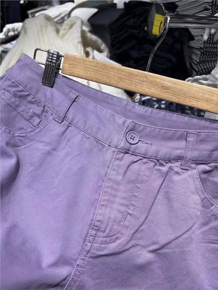 Jean droit violet pour femme