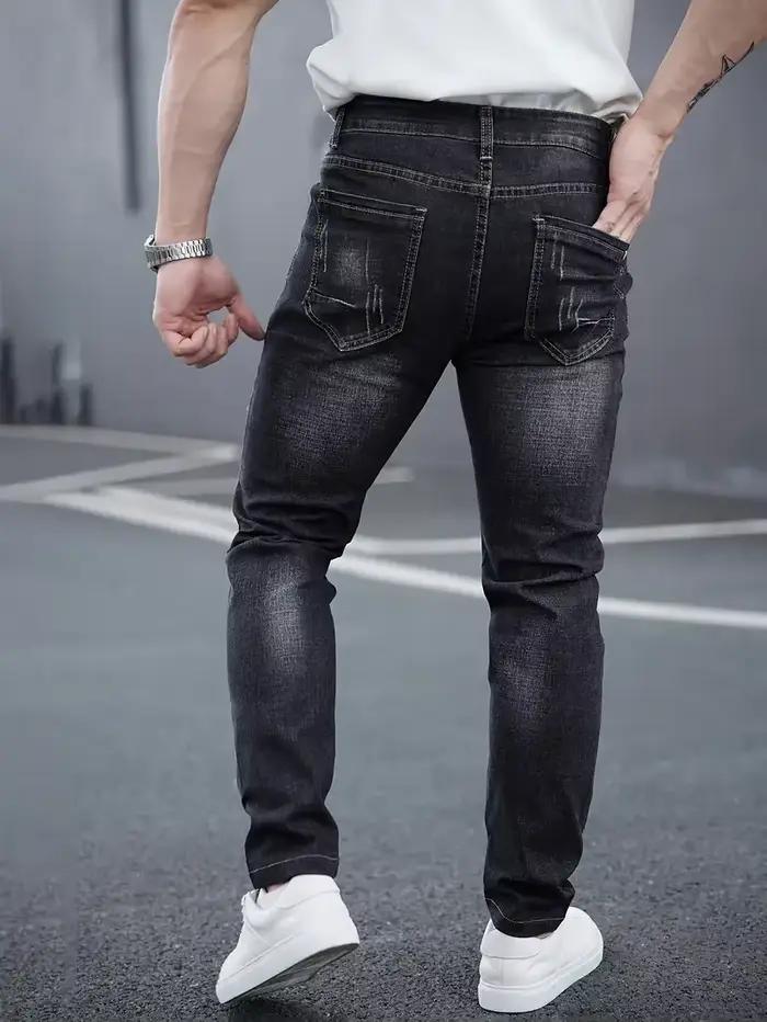 Jean mince et décontracté pour homme, style crayon, tissu adoucissant, confortable et polyvalent pour toutes les occasions