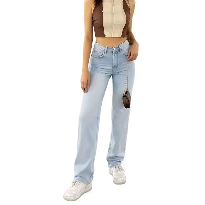 Jean Baggy taille haute pour femmes