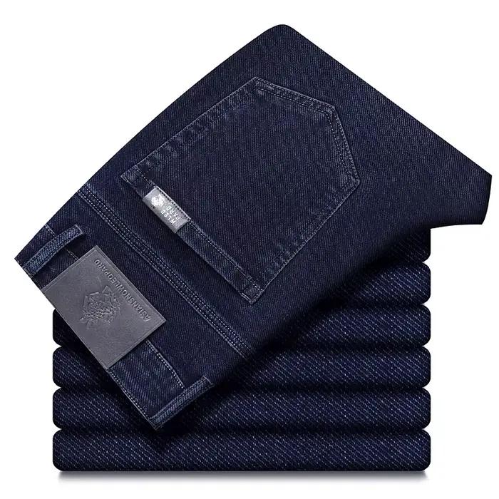 Jean classique droit pour homme 2026 – Pantalon décontracté légèrement élastique pour le bureau et les affaires – Confort et style en denim délavé