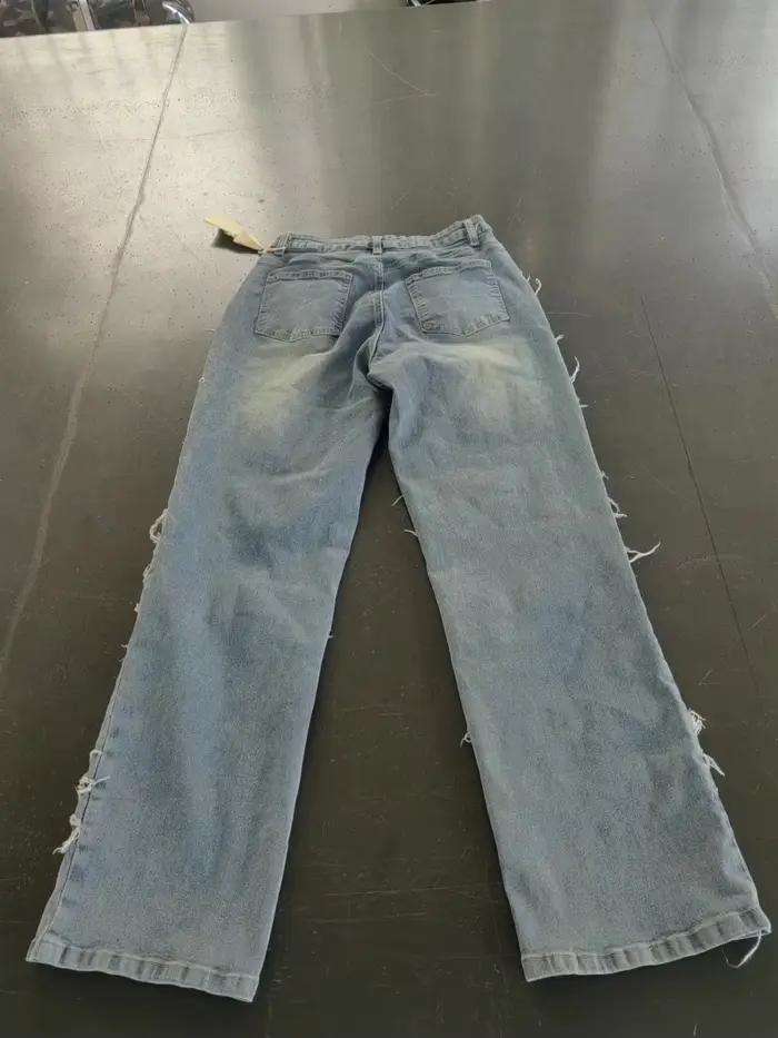 Y2k vêtements Streetwear jean gland pantalon femmes 2024 décontracté taille haute Design denim bleu mode Baggy