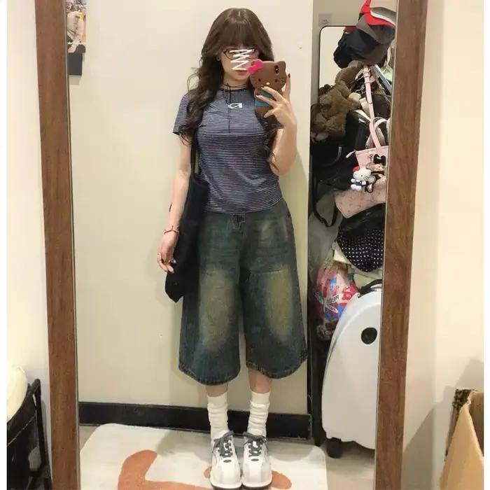 Shorts en jean rétro pour femme