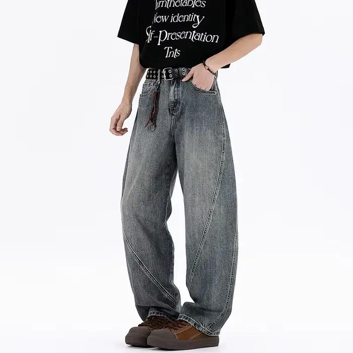Nouveau printemps/été 2025 hommes rétro jean ample décontracté denim pantalons