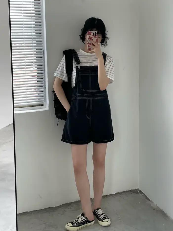 Salopette Courte en Jean pour Femme