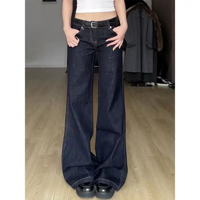 Jean bleu femme Hip-hop mode Vintage Streetwear Y2K jambe large