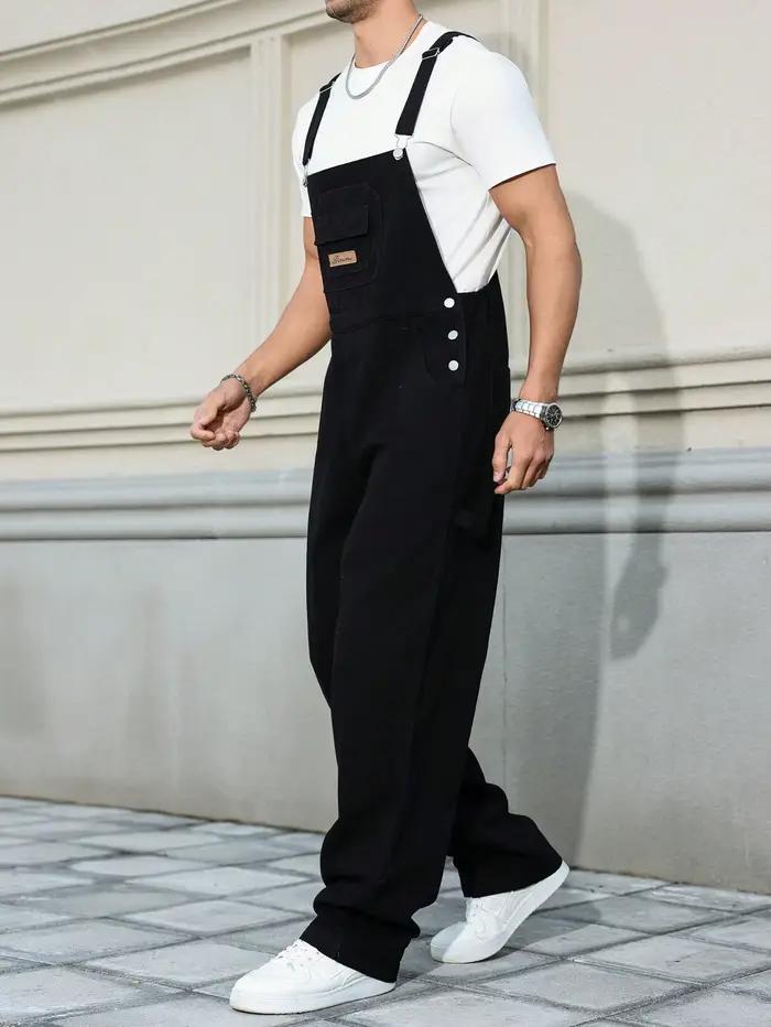 Salopette en jean noir quatre saisons pour hommes