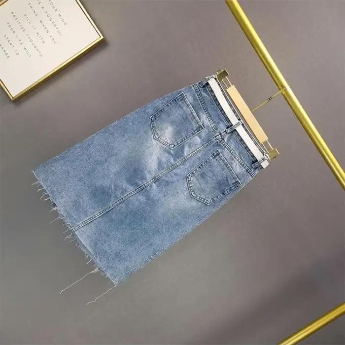 Jupe en jean taille haute chic et élégante style coréen midi avec fente pour femmes printemps été casualité sophistication confortable ocassions multiples