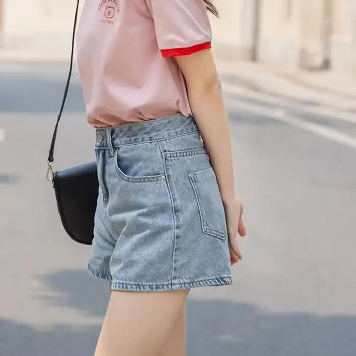 Shorts en jean Lucyever-Shorts pour femmes, jambes larges, taille haute, décontractés, printemps été, bouton classique, pour les vacances et les occasions quotidiennes