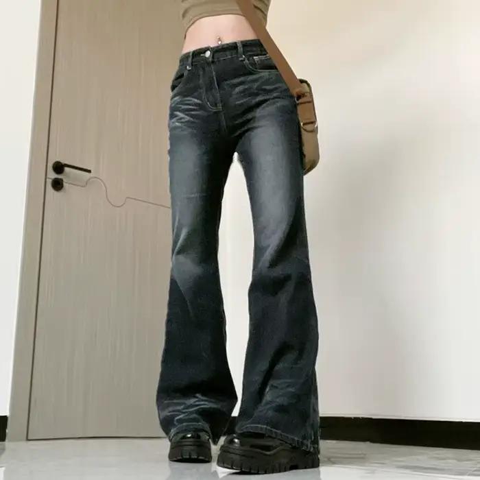 Y2K – jean à taille moyenne et jambes larges pour femme