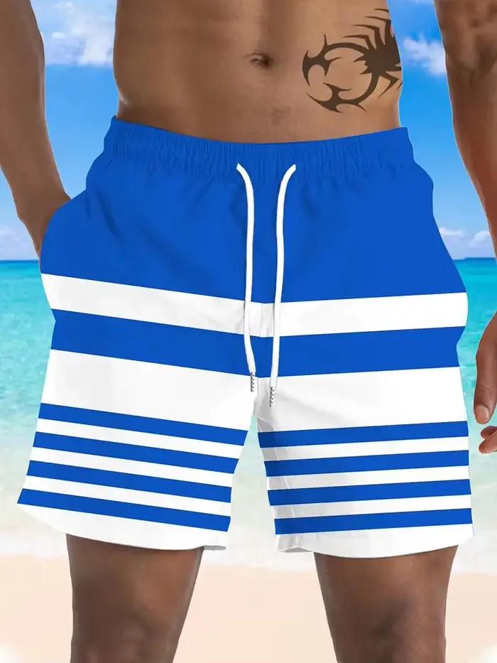 Short de plage à motif rayé pour hommes