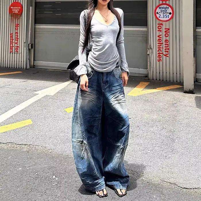 Jean large délavé style vintage américain