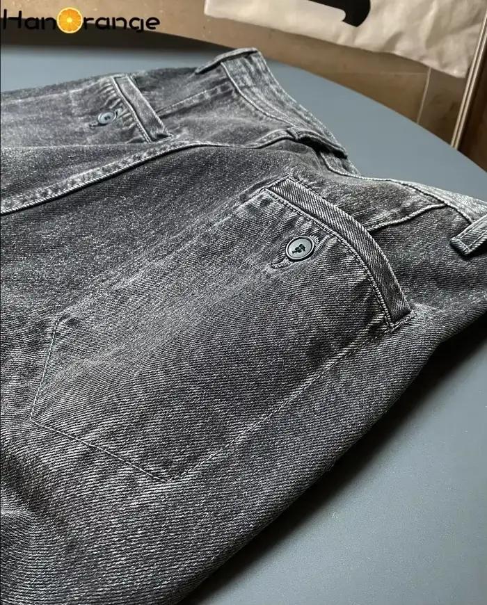 Jean hanorange printemps 2026 large en coton gris et noir pour femmes style rétro et décontracté pour les saisons printemps été