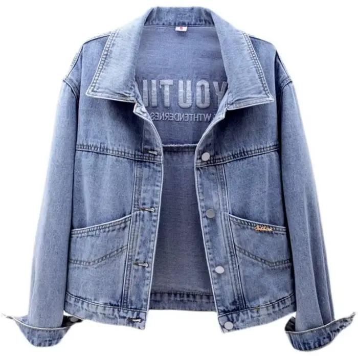 Veste en jean brodée pour femme