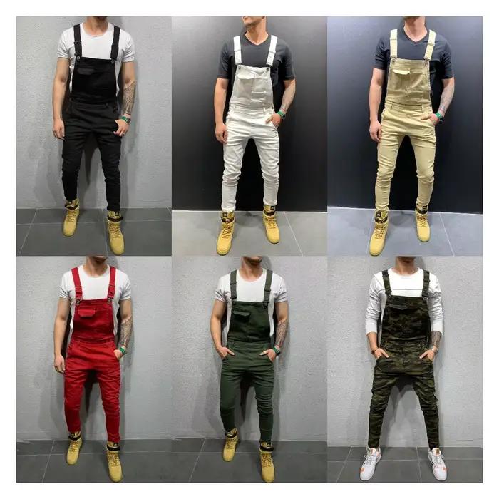 Salopette en jean délavé pour homme, salopette une pièce, pantalon crayon, longueur rinçage, coupe couvertes, bretelles vintage, fjSlim