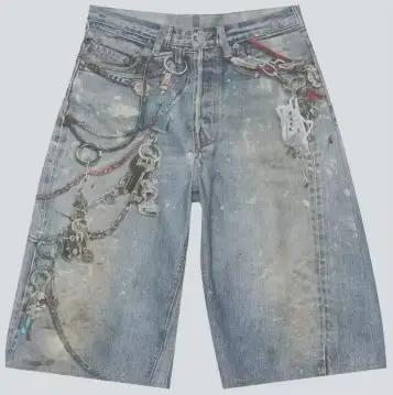 Shorts de sport dégradés en denim coton pour jeunes filles style Y2K amples et décontractés ocassions estivales et automnales