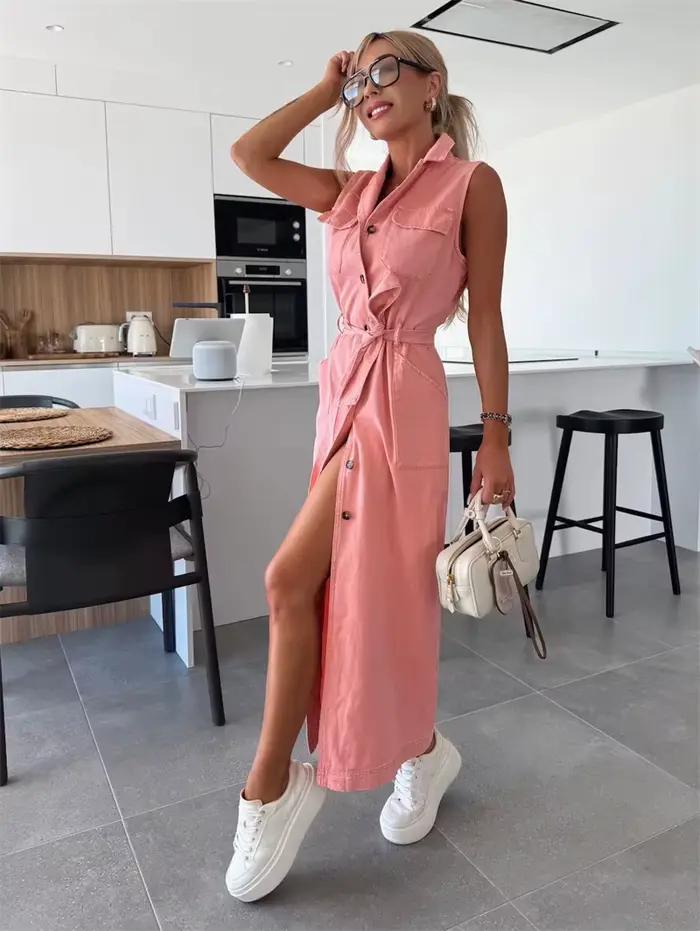 Robes d'été en Denim à lacets pour femmes