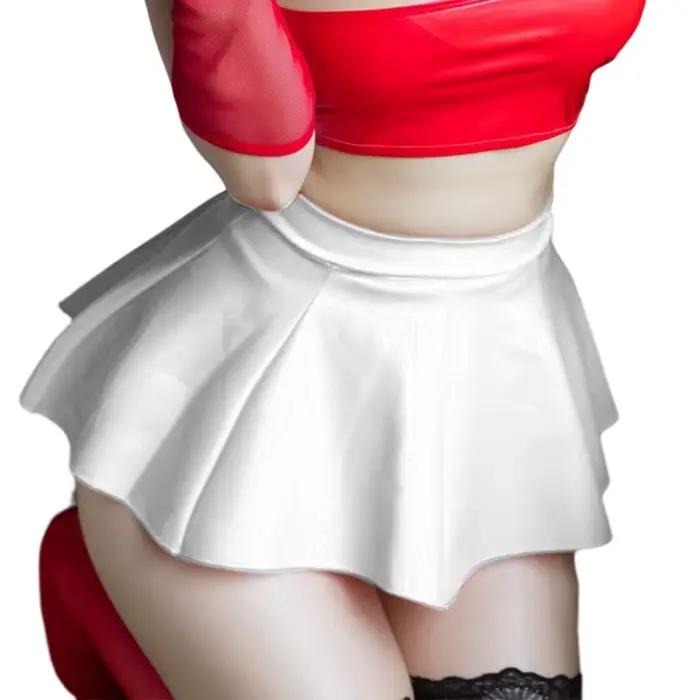 Mini jupe plissée en Faux cuir PU pour femmes