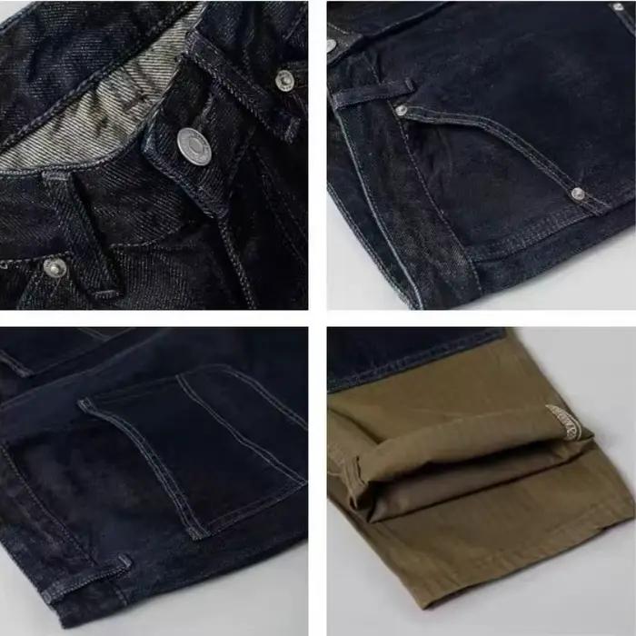 Jeans décontractés ABOORUN en coton et élasthanne pour hommes senior style high street blanc bleu ciel beige turquois or gris lavande fuchsia violet turquoise vert occassionnels printemps automne