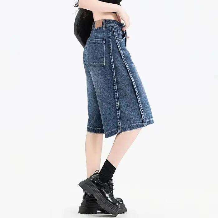 Jean court femme 2026 Nouvelle collection été coupe ample et fine taille haute en denim