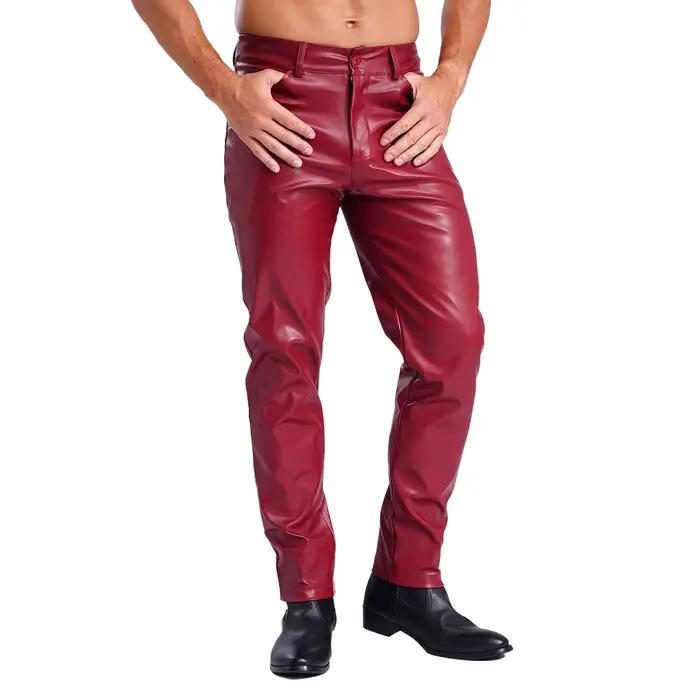 Pantalon en similicuir pour homme avec poches