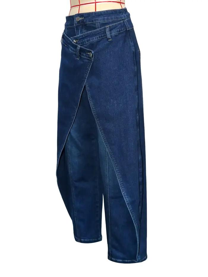Pantalon en jean vintage à jambe large pour femme