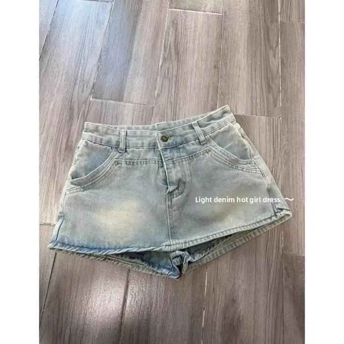 Jupe courte en jean taille haute grande taille pour femme