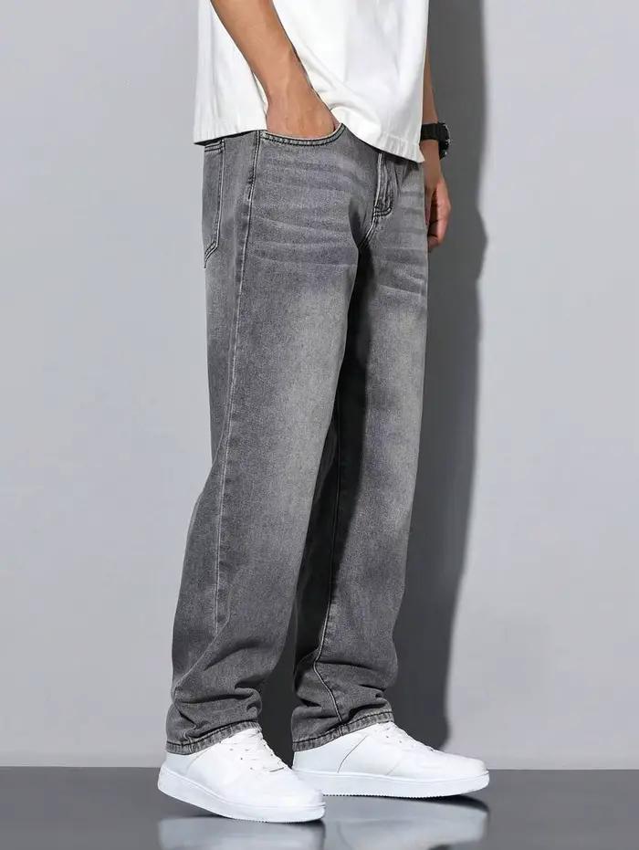 Jean gris slim droit pour hommes