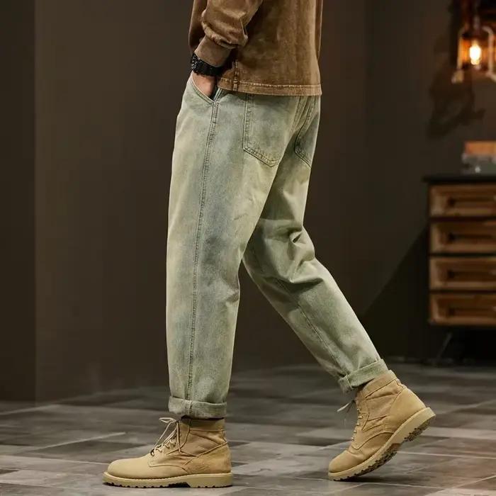 Jean ample en denim AIQUIIN pantalon sarouel décontracté pour homme quotidien et loisirs polyvalent quatre saisons ajustement lâche et confortable