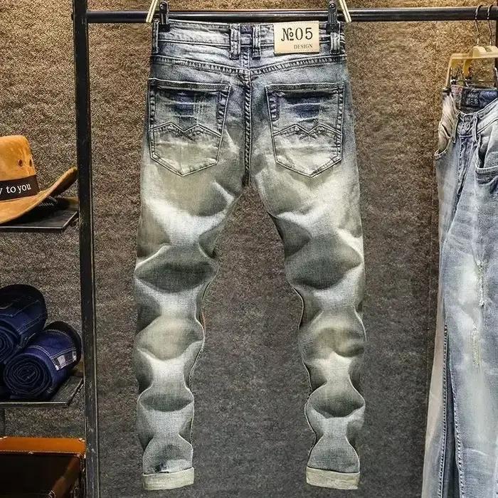Jeans skinny déFlex pour hommes style coréen vintage solides et durables pour occasions décontractées printemps et automne