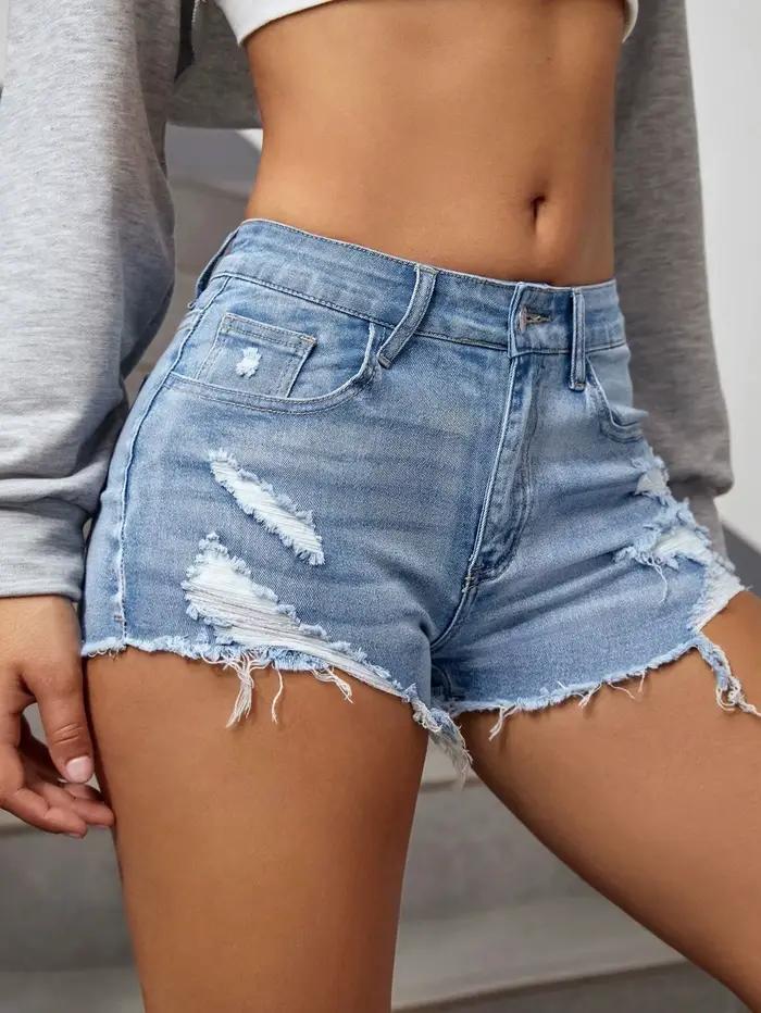 Short en Denim vieilli à la mode pour femmes