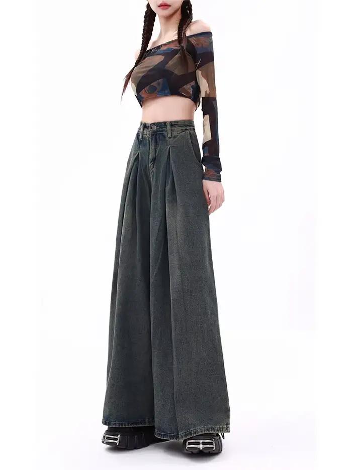 Jean Baggy Bleu Y2k pour Femme