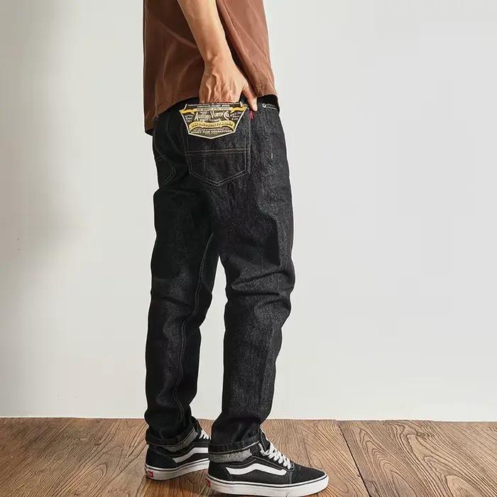 Jean Slim Vintage en Denim pour Homme, Pantalon Droit, Couleur Primaire, Foncé