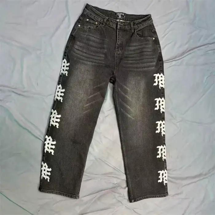 Jean Mixed Emotion en denim délavé bleu avec broderie pour homme style décontracté et tendance occasions quotidiennes et spéciales