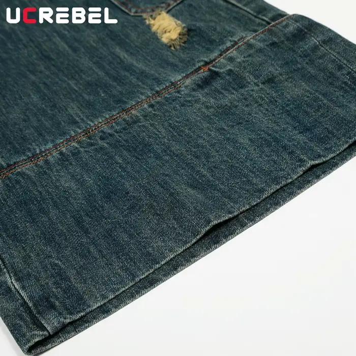 Shorts denim hommes UCREBEL avec poches déchirées style haute rue pour été décontracté à offrir occasions spéciales