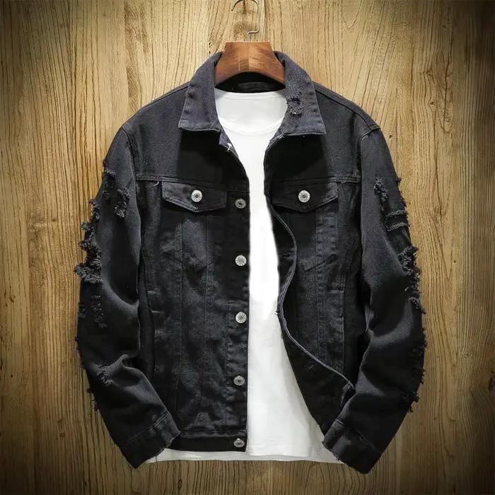 Veste en Jean Déchiré pour Homme